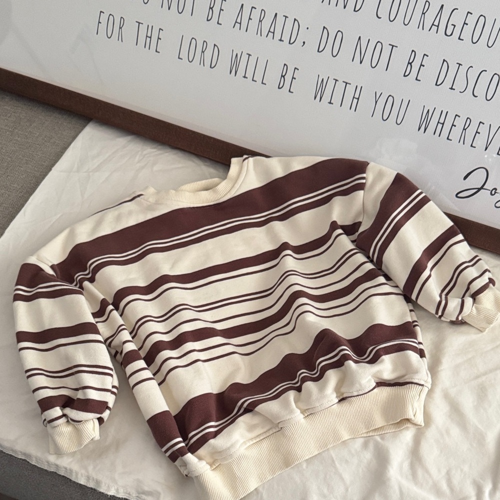 Elegant Brown and Cream Striped kids sweater